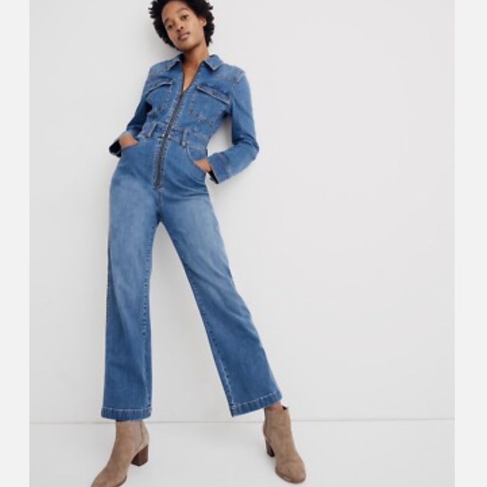 Madewell Denim Zip Front Coverall Jumpsuit Sz 2 Western Edition Bramblewood